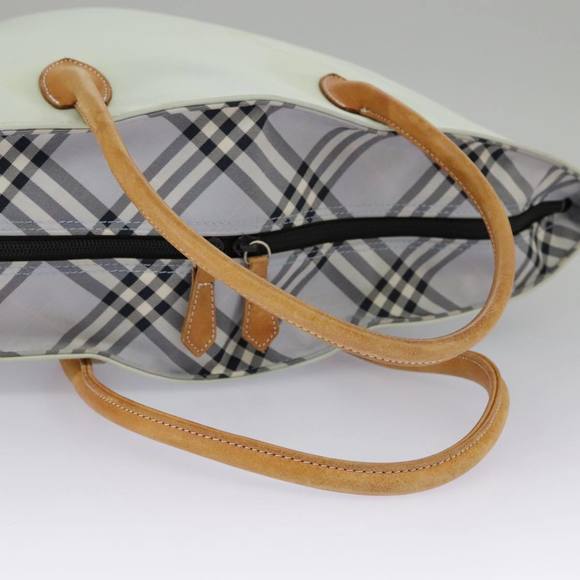Burberrys Blue Label Tote Bag Nylon Leather Light Blue Brown Silver Auth ti2219 - Picture 9 of 16